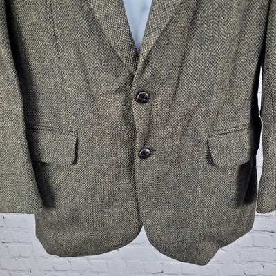 Austin Leeds Green Tweed 2 Button Single Vented Notch Blazer Sport Coat 40S