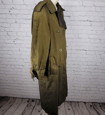 Jones New York Green Sheen Wool Lined Double Breasted Peacoat Trench Coat 8P