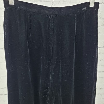 VTG Liz Claiborne Black Velvet High Rise Wide Leg Pants USA Made Size 12 (28x28)