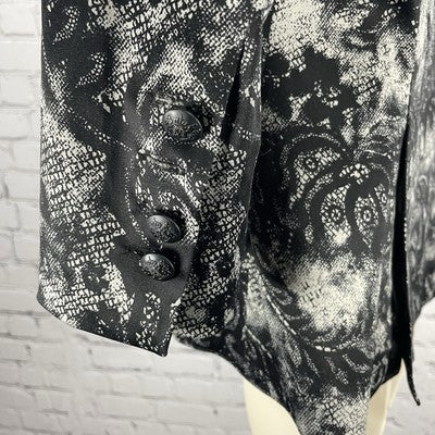 Bellatrix Black Lace Printed Lightweight Stretch Blazer Jacket Small S *buttons