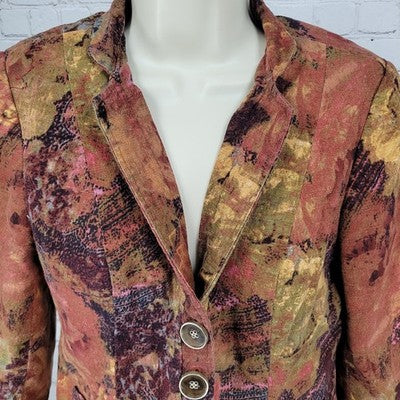 Coldwater Creek Multicolor Cotton Stretch Lightweight Buttoned Jacket Size 6P