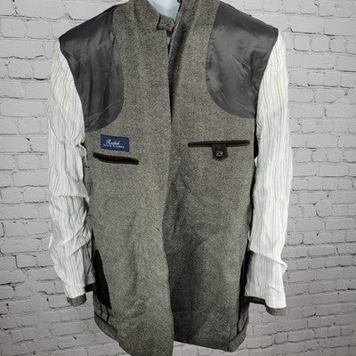 Ralph Ralph Lauren Black Beige 100% Lambs Wool 2 Button Blazer Sport Coat 42L