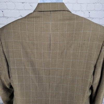 VTG Harold Powell Black Tan Houndstooth 3 Button Notch Blazer Sport Coat USA 42R