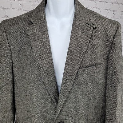 Ralph Ralph Lauren Black Beige 100% Lambs Wool 2 Button Blazer Sport Coat 42L