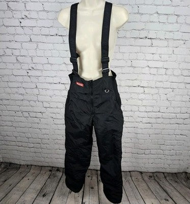 VTG Columbia Black Insulated Zip Snow Ski Winter Bib Pants Medium (28x28) *tear