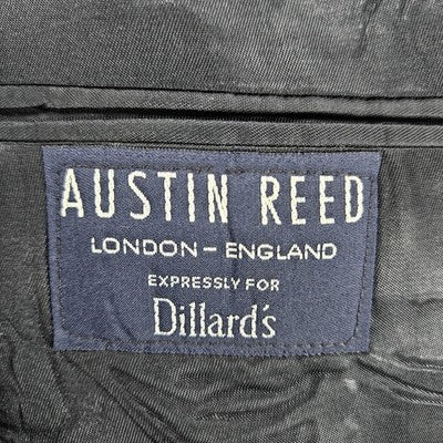 VTG Austin Reed Black 100% Wool 3 Button Ventless Blazer Sport Coat USA 44R