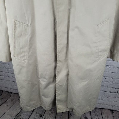 VTG Ballymoor Beige Buttoned Faux Fur Removable Liner Trench Coat Size 44R