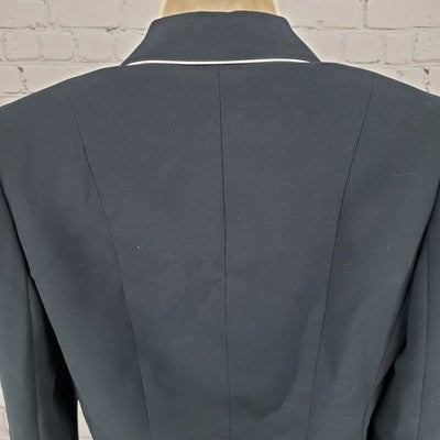 Tahari Black White Trim One Button Ventless Notch Lined Blazer Suit Jacket 4