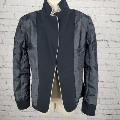 Tahari Black White Trim One Button Ventless Notch Lined Blazer Suit Jacket 4