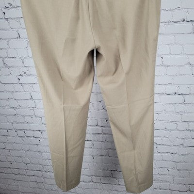 Louis Raphael Luxe Tan Wool Blend Stretch Slim Fit Flat Front Pants Size 35x30