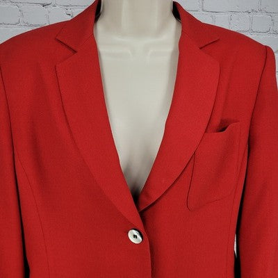 VTG SB Collection Red 100% Wool 3 Button Vented Notch Blazer Jacket USA 10