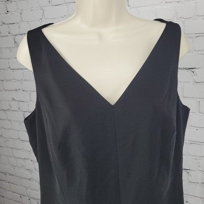 Ann Taylor Black Sleeveless Stretch Lined Back Slit Knee Length Sheath Dress 12