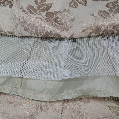 VTG Nite Kraze Gold Metallic Satin Floral Strappy Fit & Flare Short Dress 7/8