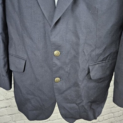 VTG Oscar De La Renta Navy 2 Button Ventless Notch Classic Blazer Sport Coat 42R