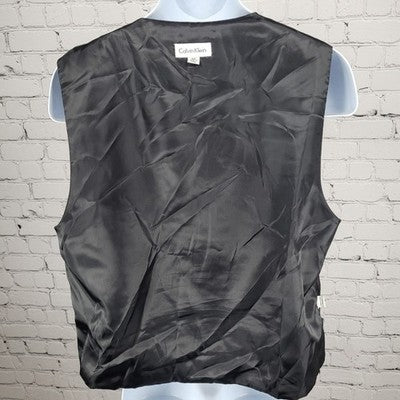 Calvin Klein Grey Silver Buttoned Lined Suit Vest Waistcoat Medium M