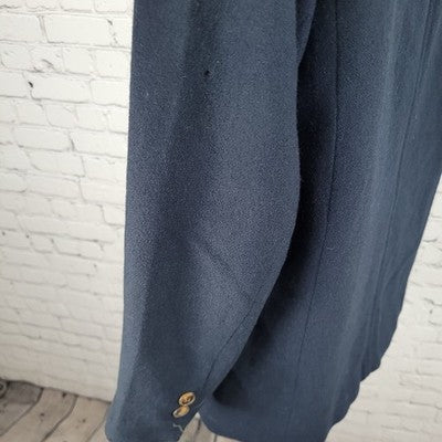 VTG Liz Sport Claiborne Navy Wool Button Notch Lined Blazer Suit Jacket Size 6P