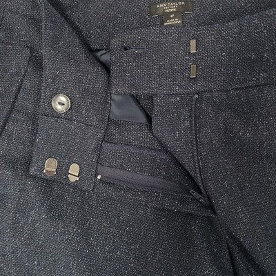 Ann Taylor Factory Navy Speckled Mid Rise Straight Stretch Pants Size 6P (30x28)