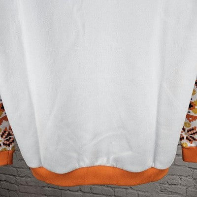 Tito's Vodka White Orange Pixel Print Embroidered Logo Pullover Sweatshirt XL
