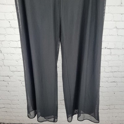 VTG JS Collections Black Mesh Overlay Wide Leg High Rise Pants 6P (27x30)