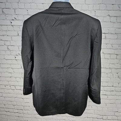 VTG Paul Rodon Black Wool Blend Double Breast Blazer Sport Coat US 46L *tear