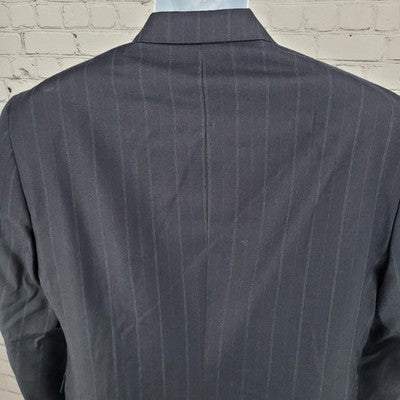 Hart Schaffner Marx Navy 100% Wool Pinstriped 2 Button Blazer Sport Coat USA 40R
