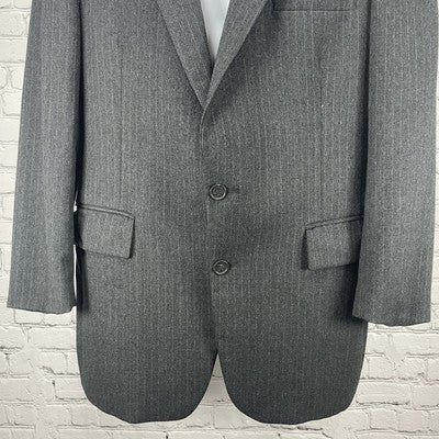 VTG Botany 500 Grey Pinstriped 2 Button Vent Blazer Sport Coat USA Made Size 41S