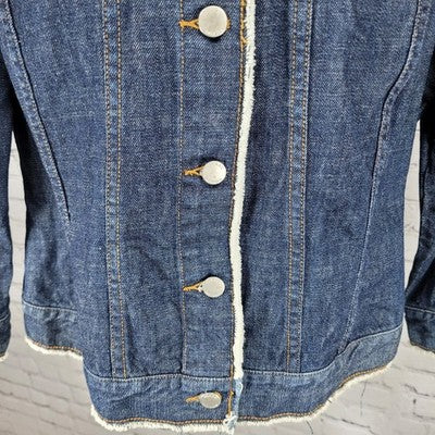 Customized Homemade Denim Girl ATX Blue Embellished Jean Boho Denim Jacket M