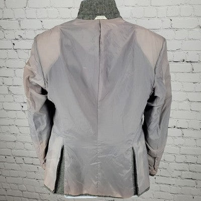 Barrage Grey Wool Linen Blend Tweed Herringbone Blazer Sport Coat Size 38R