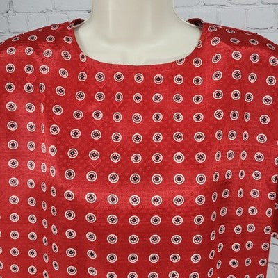 VTG Jos A Bank Clothiers Red Satin Geometric Shoulder Pads Short Sleeve Top 10
