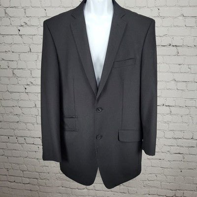 Bachrach Black 100% Wool 3 Button Double Vented Notch Blazer Sport Coat 42L