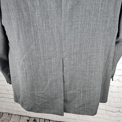 Jos A Bank Grey 100% Wool Executive Pinstriped 2 Button Blazer Sport Coat 46L