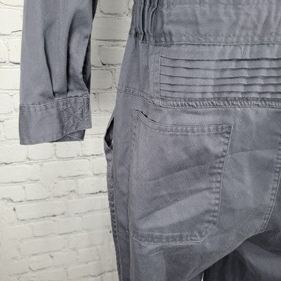 VTG Highparm Grey Long Sleeve Zip Utility Workwear Coveralls Medium M