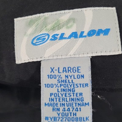 Slalom Black Front Zip Adjustable Straps Snow Ski Bib Pants Youth XL