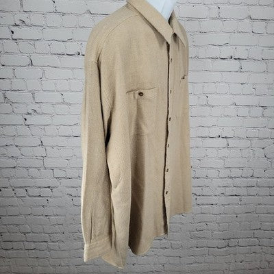 Alaska 1959 Wilderness Gear Beige Cotton Lightweight Flannel Herringbone Top XXL