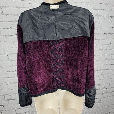 Coldwater Creek Purple Velvet Floral Embroidered Full Zip Jacket Small S