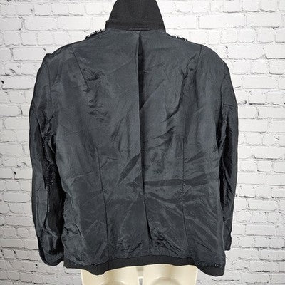 VTG Hucke Black Wool Blend European 2 Button Peak Blazer Suit Jacket 44 US L/XL