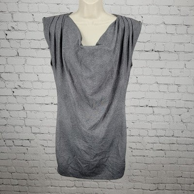 Selected Femme Grey Shoulder Zip Short Sleeve Cowl Neck Short Dress Size Large L