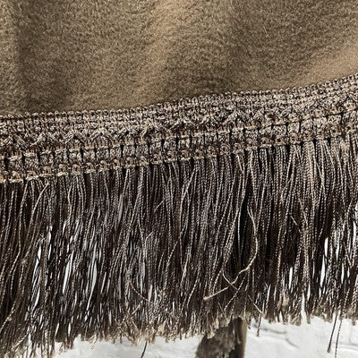 C.O.C. Brown Soft Fleece Cozy Open Wrap Tasseled Boxy Oversized Poncho Cape O/S