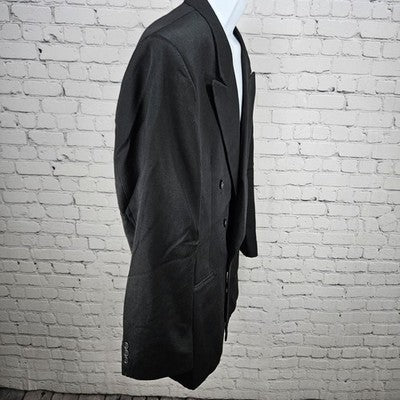 VTG Paul Rodon Black Wool Blend Double Breast Blazer Sport Coat US 46L *tear