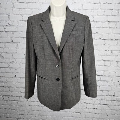 Ann Taylor Brown Wool Blend Stretch 2 Button Vented Notch Blazer Suit Jacket 6P