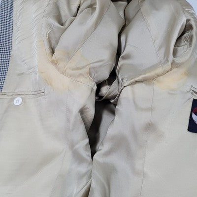 The Texas Clothier Blue Beige Silk Wool Check 2 Button Blazer Sport Coat 41R