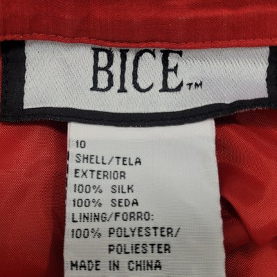 VTG Bice Red Silk High Rise Lined Lightweight Zip Closure Pants Size 10 (27x28)