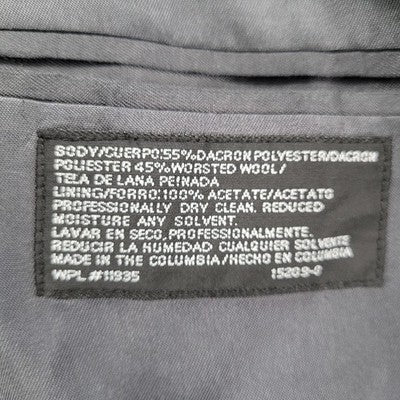 Stafford Grey Worsted Wool Blend 2 Button Notch Blazer Sport Coat Size 48R