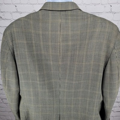 Jos A Bank Black Beige 100% Wool Houndstooth 2 Button Blazer Sport Coat 44R