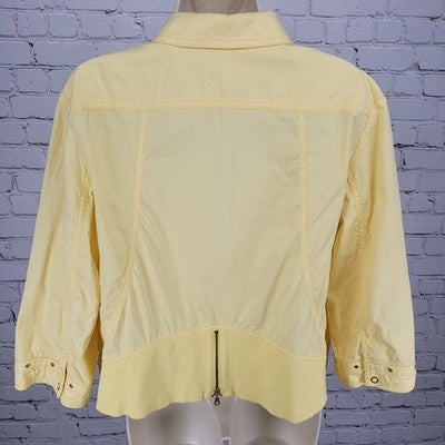 Chico's Yellow Lightweight Full Zip 3/4 Sleeve Jacket Size 2 US 12
