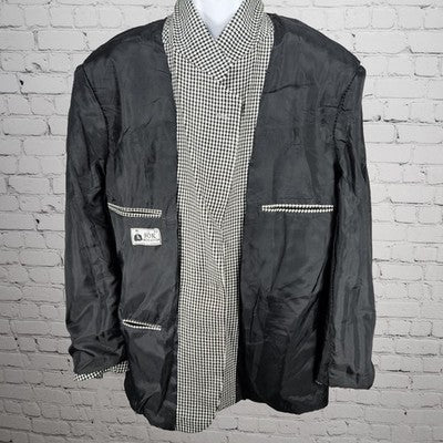 Sor Hazir Giyim Black White Houndstooth 2 Button Notch Blazer Sport Coat 43
