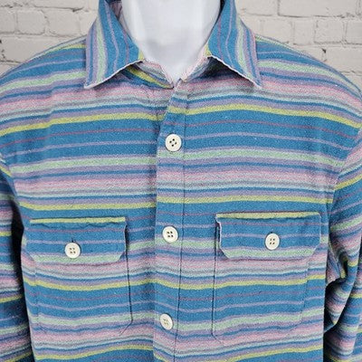 The Nutter Multicolor Striped Shacket Button Up Point Collar Shirt USA Large L
