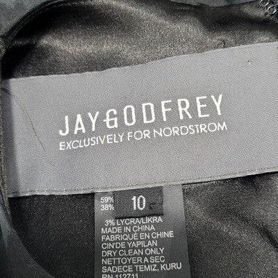 Jay Godfrey Black Leopard Sleeveless Stretch Lined Slit Knee Length Dress 10