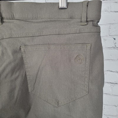 Ur Rebel Green Grey High Rise Lightweight Stretch Straight Pants Size 16 (34x31)