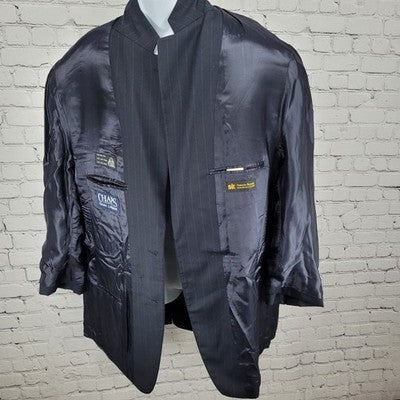 Chaps Ralph Lauren Dark Navy 100% Wool Pinstriped Blazer Sport Coat Sizw 48L